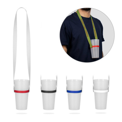 ROTHERHAM. SET Lanyard SUBLIMATION Long II (20 mm) Duo in recycled polyester (100 rPET) with silicone Cup Holder